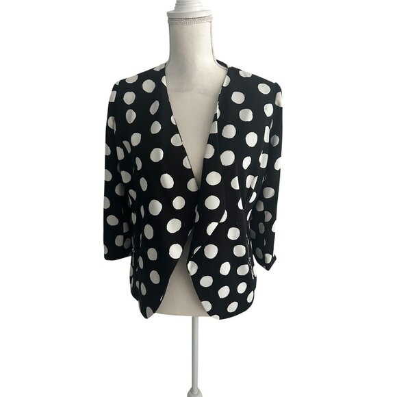 CHICOS Black White Polka Dot Jacket Blazer Size Chicos 0 / US Small 4 - Picture 3 of 6